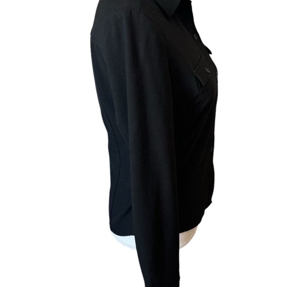 ANN TAYLOR    BLACK BUTTON FRONT TOP w/STRETCH  SIZE: 2    #4 - Picture 5 of 8